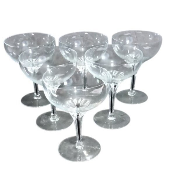 Vtg Belfor Exquisite Crystal Black Core Champagne/Tall Sherbet Bohemia Set of 6 - Picture 1 of 7